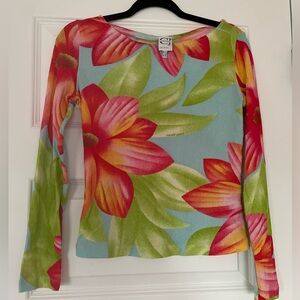 Vintage Cavalli Jeans Floral Long sleeve Top, Size 14/large